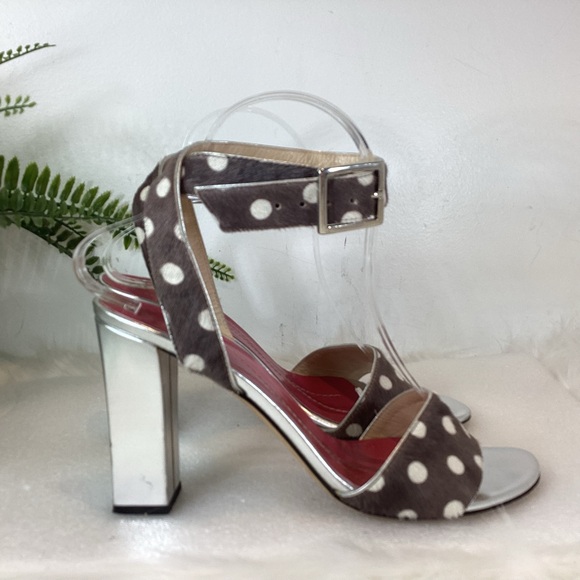 kate spade Shoes - KATE SPADE NY POLKA DOT LEATHER PONY HAIR ANKLE STRAP SANDALS ITALY SZ 8